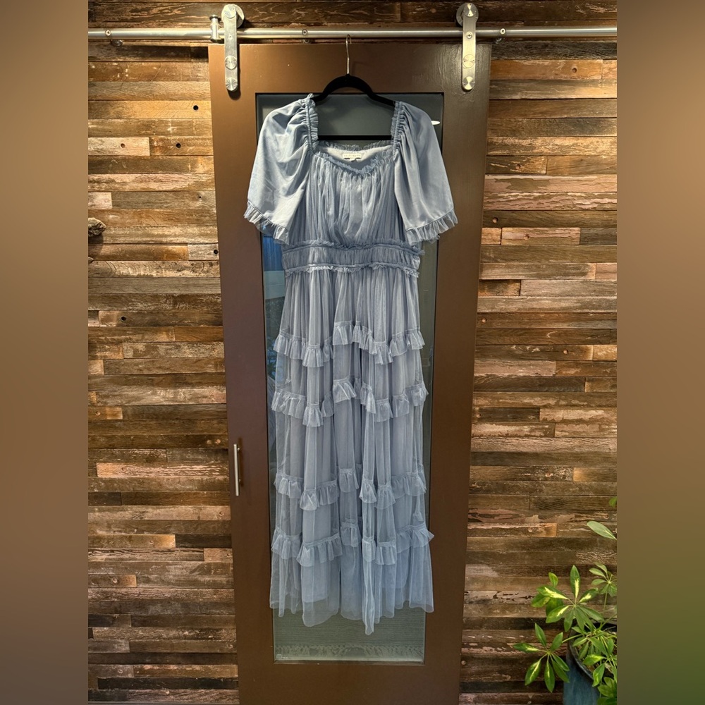 Baltic Born Light Blue Tiered Ruffle Maxi Dress
